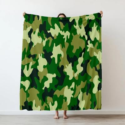 Camouflage Color Gilly Suit Voldemort Flannel Blanket Military Camouflage Printed Blankets for Home Car Camping Nap All  Seasons