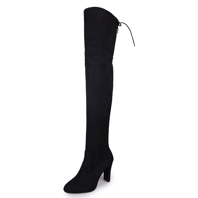 2021 Autumn/Winter Plus Size Knee-High Mid-Heel Women s Elastic Boots 39