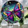 2D Flat Butterfly Round Acrylic Decoration Sign, Home Decor Plaque Hanging Wall Art Decorative Garden Decoration for Room Door Signs Hanging Square Li