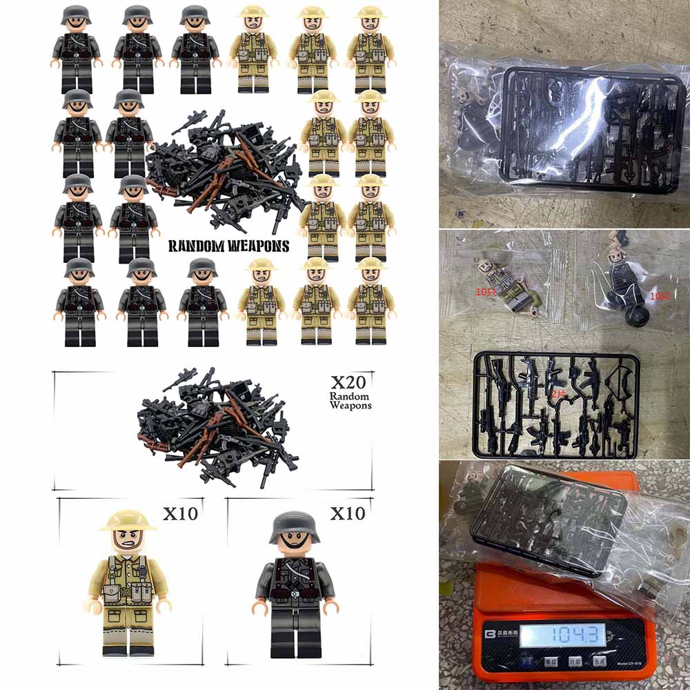 Al Doilea Război Mondial GERMAN v BRITISH Soldați + Arme Mini figurine Set militar al doilea război mondial Fit Lego