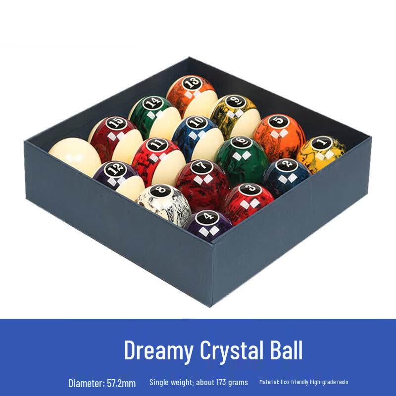 Tiejin 57.2mm Chinese Black Eight Crystal Billiard Ball Set