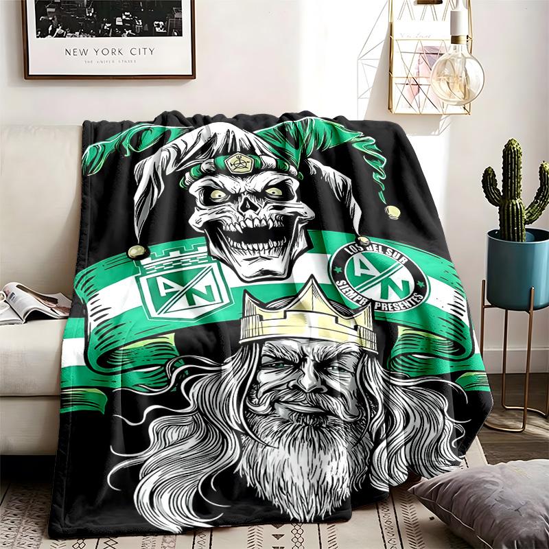 Atletico Nacional Theme Personalized Outdoor Flannel Blankets Soft And Suitable For All Seasons Perfect For Sofas Beds And Camping