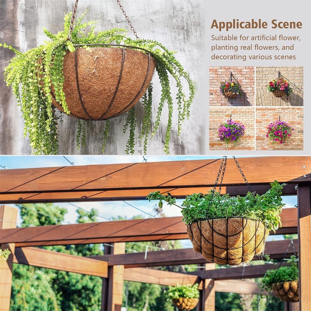 14inch 4 Pack Round Coco Liner for Hanging Basket,Flower Hanging Basket Coco Liners Replacement,Coco Fiber Replacement Liner