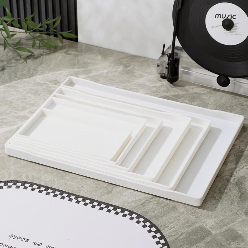 White Rectangular Plastic Serving Tray