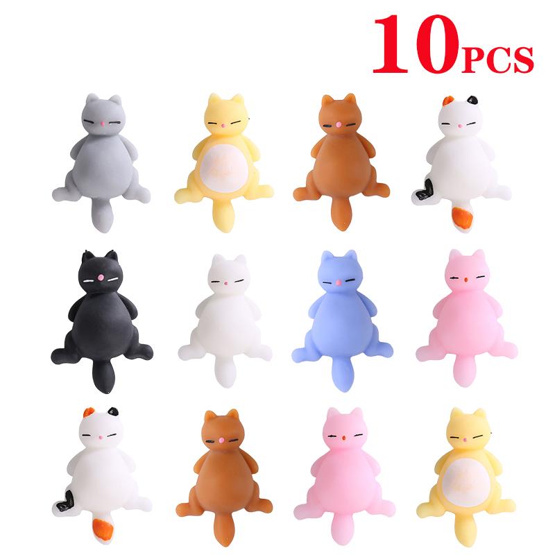 10/30/50Pcs Kawaii Cat Mochi Squishy Toys Cartoon Stress Relief Toys Animals Squishies Pack Fidget Toys for Kids Party Favors