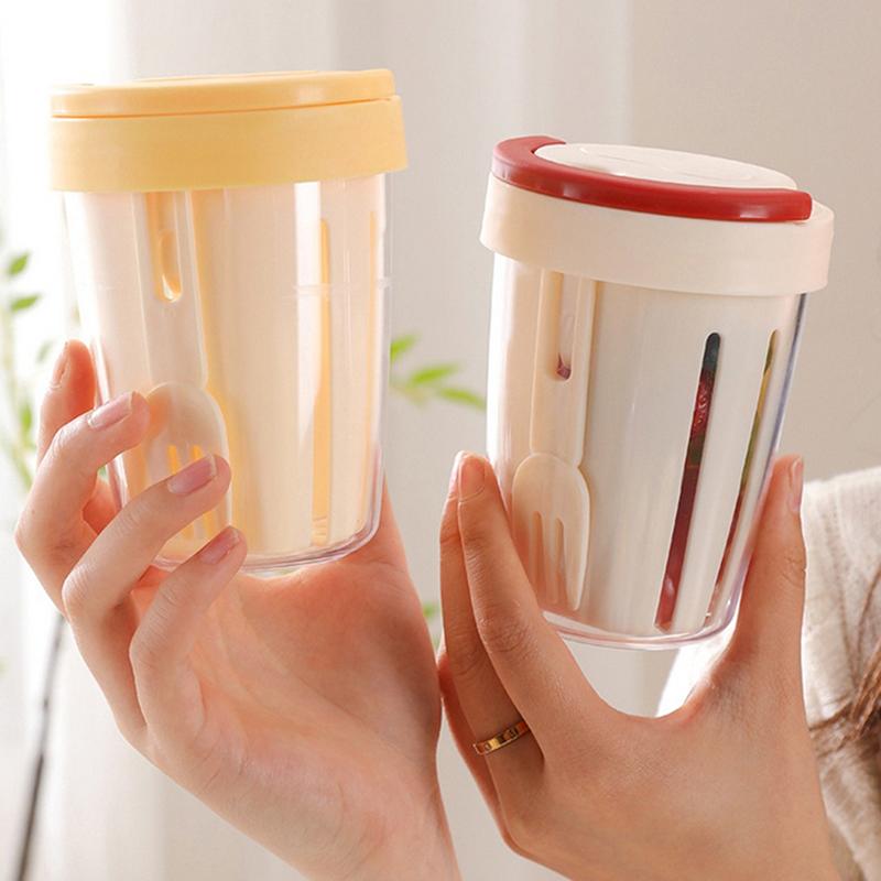 Fruit Storage Box With Drainage, Lid And Fork, Sealed, Leak Proof And Fresh-Keeping, Student Portable Breakfast Cup Picnic Box