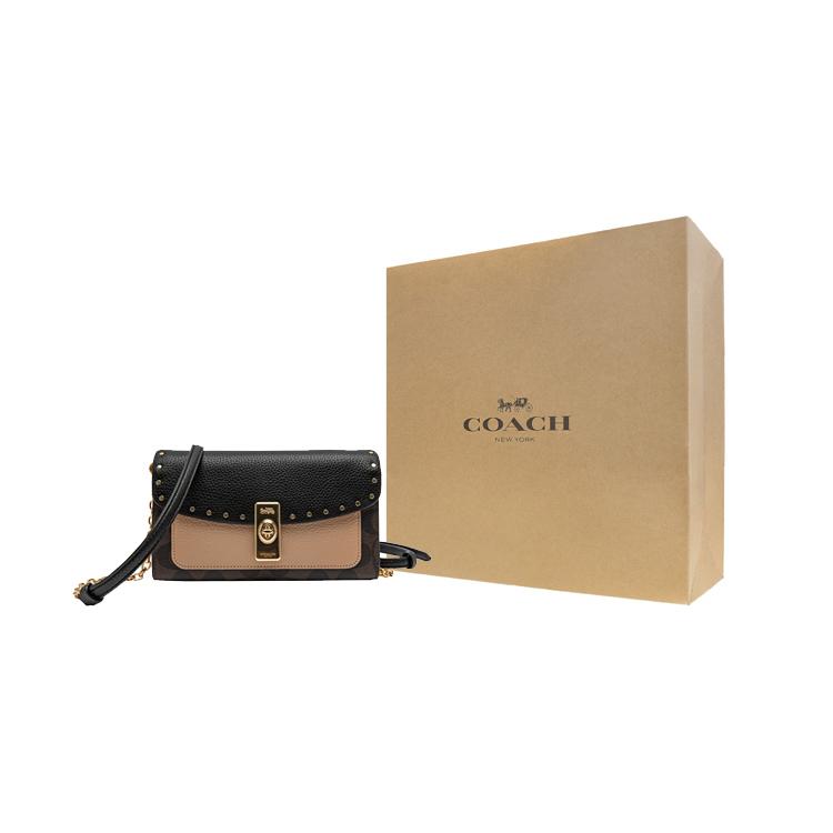 New COACH Lane Canvas With Leather Shoulder Bag Crossbody Bag Handbag Regular Women's Brown Taupe C1723-IMS5W