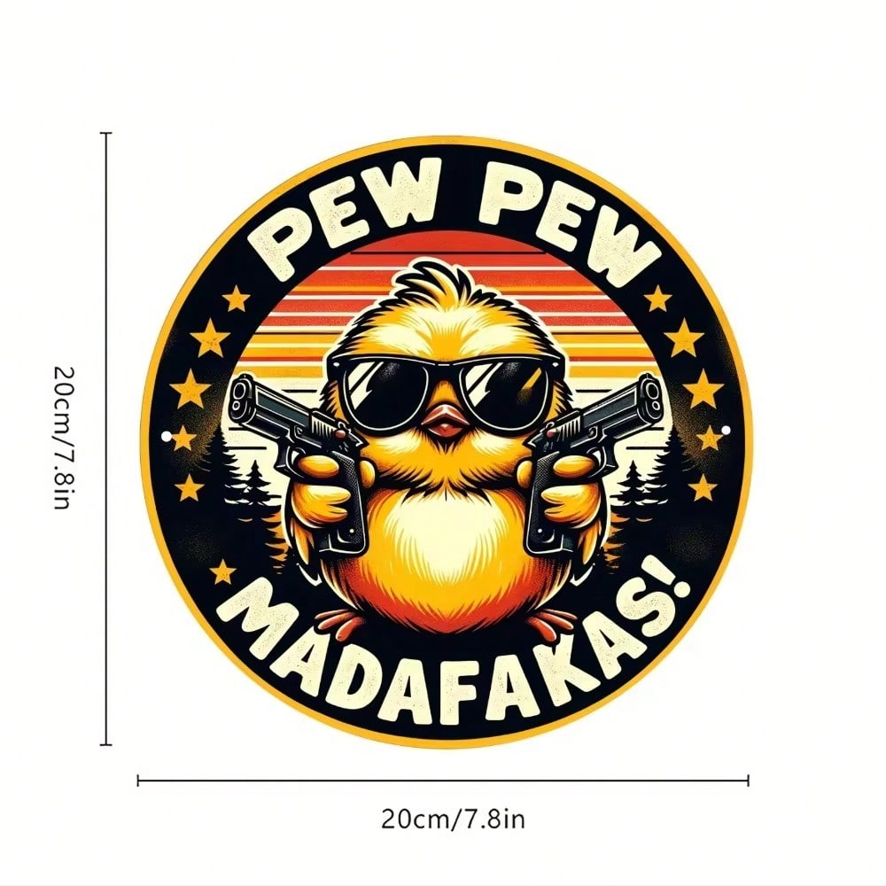 

Metal Wall Art Pew Pew Madafakas Outdoor Decor for Courtyard Cafe Bar Club Man Cave Garden Shop Wall Gift разноцветный