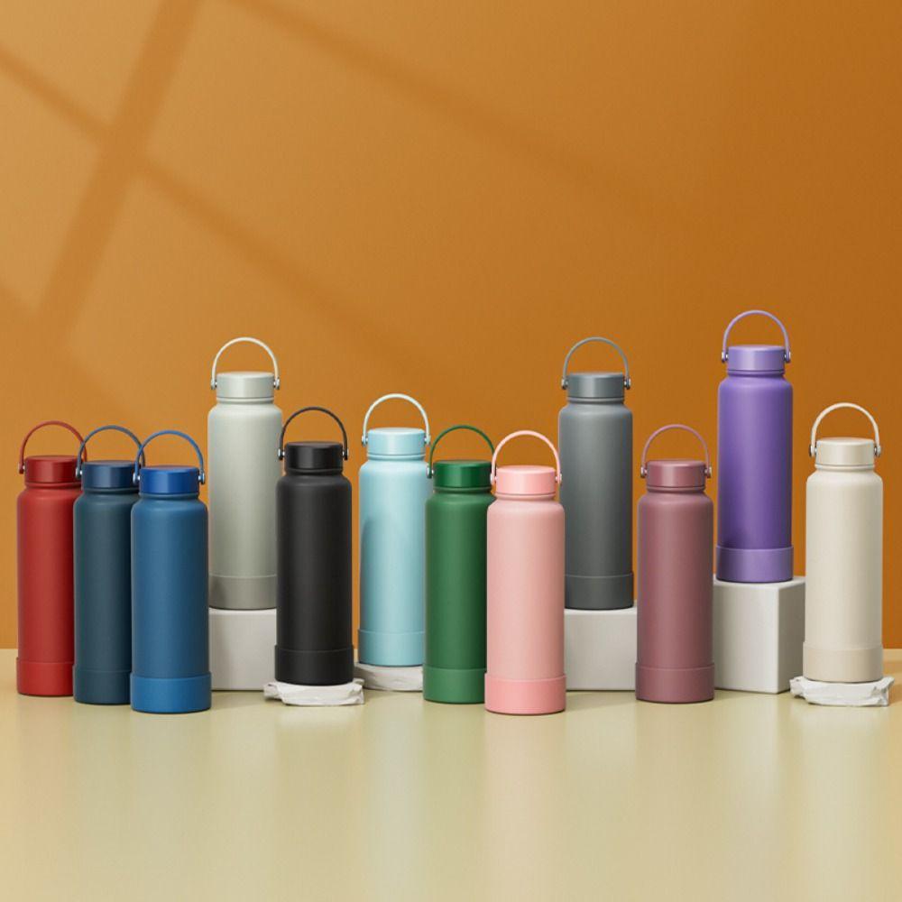 

Solid Color Insulated Water Bottle 650/1000ml Thermal Car Cup Portable Vacuum Cup 650ml рожевий