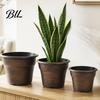 Planters for Flowers Retro Flower Pot with Saucer, Bronze Finish Plant Drainage Holes, Pots Succulents Breathable Thickened Plastic Planter