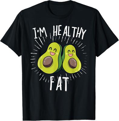 Funny Avocado Im Healthy Fat Graphic Tee Men Casual Crew Neck Cotton TShirt