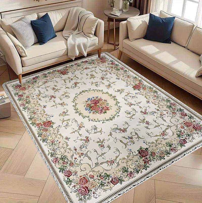 European Rose Carpet Mat Rug Home Decoration Living Room Bedroom Floor Decor Victorian Style Non Slip Rugs Rugs for Bedroom
