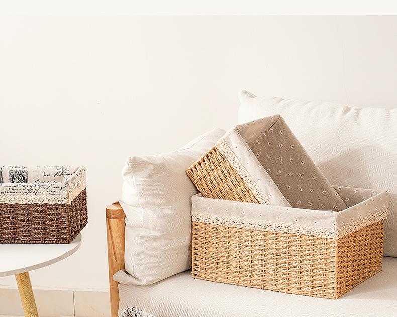 Desktop Woven Storage Basket Home Living Room Miscellaneous Storage Box Snack and Toy Storage Basket Desktop Ornament