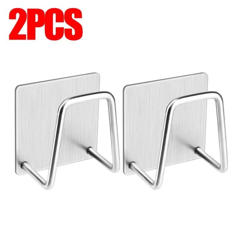 1/10pcs Kitchen Stainless Steel Sink Sponges Holder Self Adhesive Drain Drying Rack Shelf Household Wall Hooks Storage Organizer