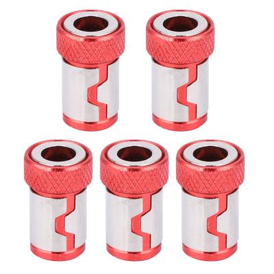 5Pcs Screwdriver Magnetic Ring Anti Slip Aluminum Alloy Accessories(Red)
