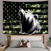 Land Amerikanische Flagge Bär Wandteppich Rustikal Jagd Camo Barsch Bär Schwarz und Weiß Wandteppich Wandbehang für Männer Schlafzimmer Hütte