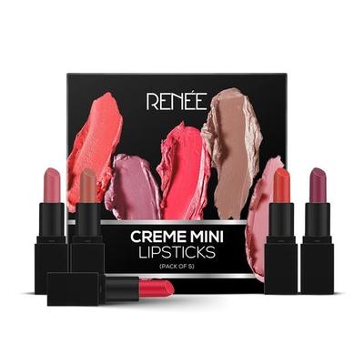 RENEE Crème Mini-Lippenstift-Kombipackung mit 5 Stück, je 1,65 g, lang anhaltendes cremiges Finish – angereichert mit Jojobaöl und reisefreundlich