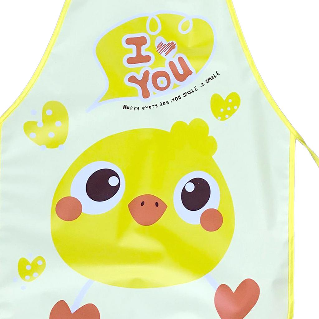 Kids Apron for Cooking Painting Housework Children Cartoon Waterproof Sleeveless Smock Yellow