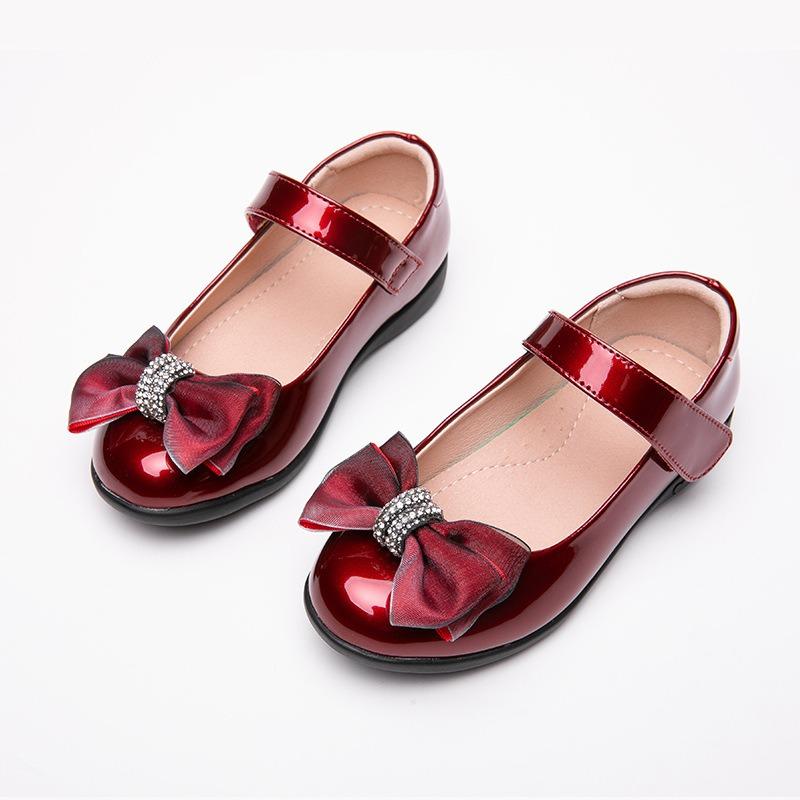 Summer New Bowknot Girls Single Shoes Soft Sole Stylish Children's Toe Shoes Korean Style Fashionable Princess Shoes