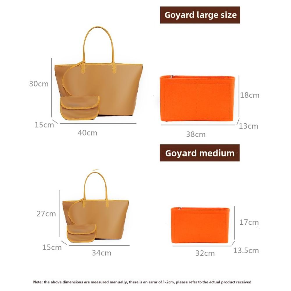 Felt Insert Bag Cosmetic Organizer Insert For Goyard Tote,Makeup Bags With Zipper, Inner Pouch Fit Luxury Handbags for Women