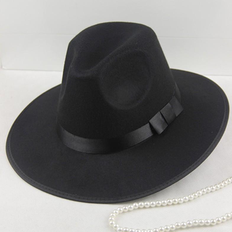 Big Edge Top Hat Men Ladies Stage British Hat Jazz Wool Felt Hat Old Man