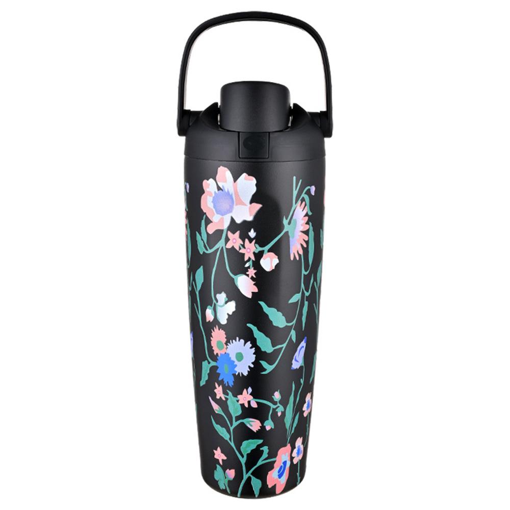 900ML/30oz Stainless Steel Thermos Flask One Click Open Lid Cute Water Bottle Leak Proof Travel Mug Summer Gift for Women/Girl