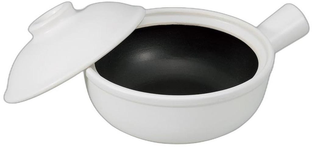 White Glazed Small x 17 x Direct Heat Setomonohonpo Saucepan, [22.6 6.7cm, 670cc] Casserole, Safe,