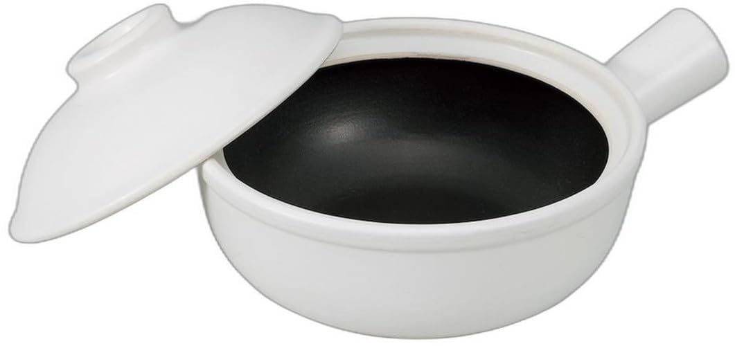 

White Glazed Small x 17 x Direct Heat Setomonohonpo Saucepan, [22.6 6.7cm, 670cc] Casserole, Safe,