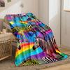Rainbow Style Zebra Heart Print Blanket bedroom Blanket for Livingroom Couch lunch break Soft throw for Friend's festival Gift