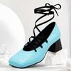 Mature Women Pumps Square Toe High Block Heel Lady Daily Shoes Big Plus Size 48 52