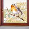 Watercolor Sparrow on Branch Window Stickers, Self-Adhesive Static Cling Decals for Bedroom Dorm Classroom Study Room Decoration