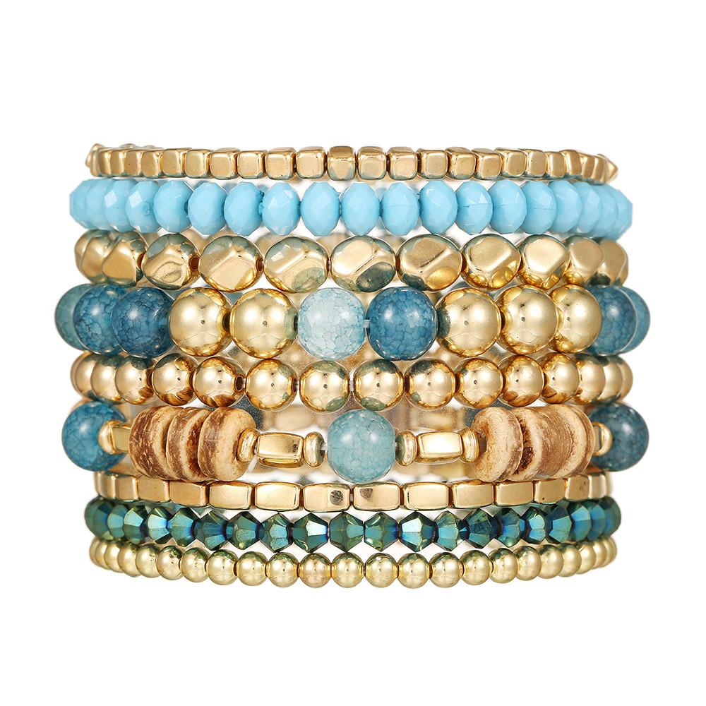 

Vintage Geometric Crystal Beaded Bracelet Set For Women With Handmade Craft For Travel Gifts Blue