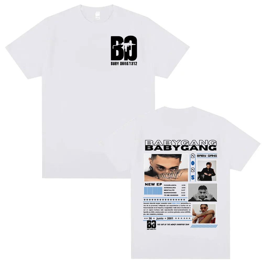 Rap Singer Baby Gang Album Tour 2025 Cover Pattern Tshirt Mens Hiphop Punk Tshirt Gothic Comfortable Oversized Tshirt