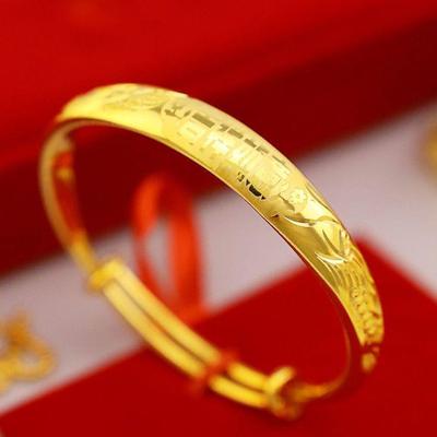 Genuine Gold Sand Bangle for Women - Push-Pull Opening, Simple Jewelry Gift for Mom