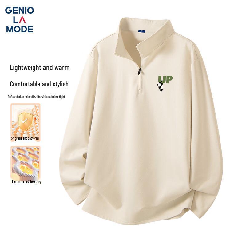 Men s Fleece-lined Thermal Half-Zip Stand Collar Long-Sleeve T-Shirt M