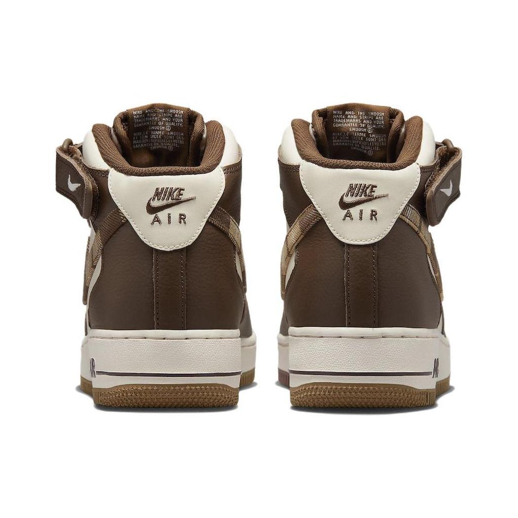 Nike Air Force 1 Mid Braun Kariert Herren Sneaker Blass-Elfenbein Kakao-Wow-Pink-Blüte DV0792-100
