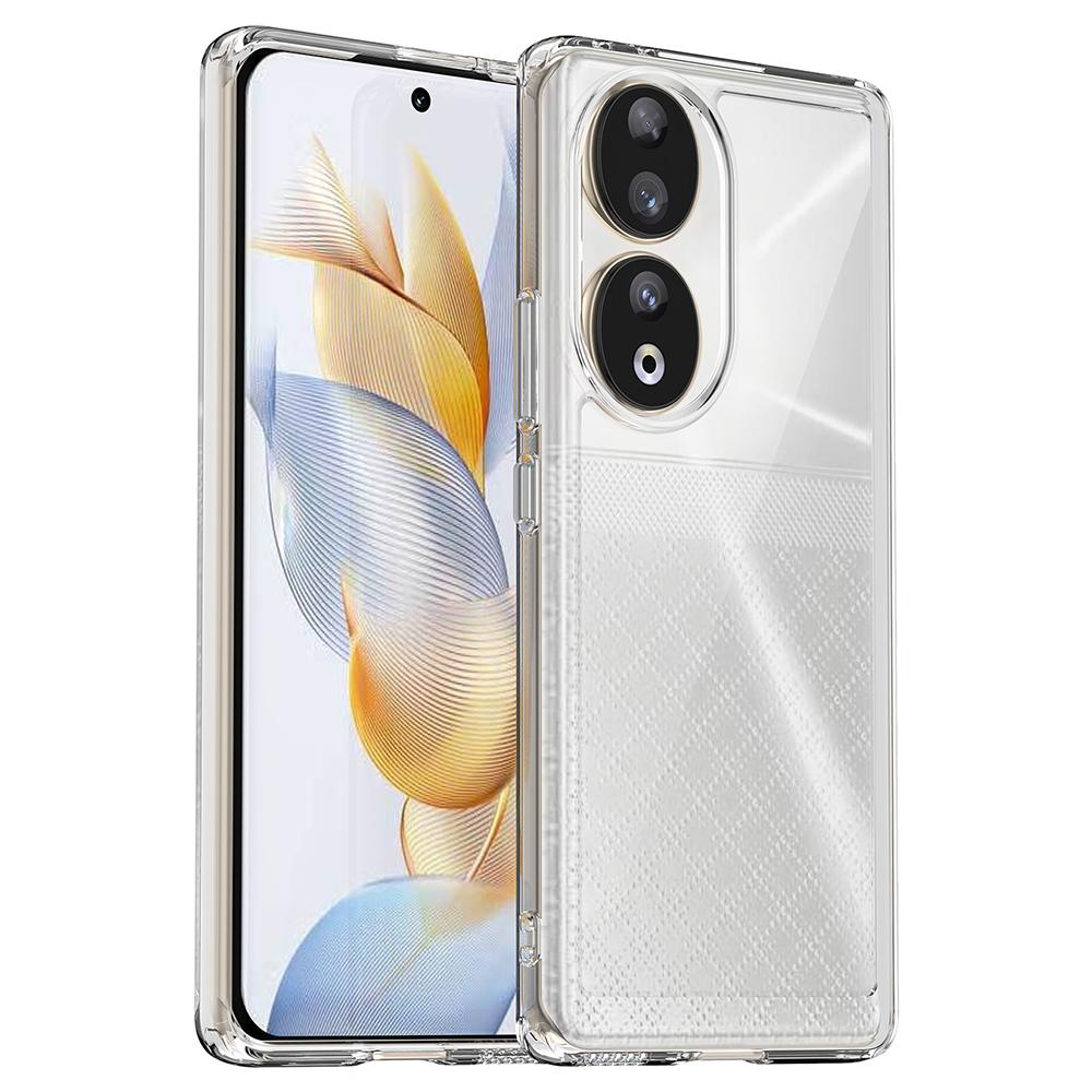 TPU+Acrylic Cover for Honor 90 Clear Phone Case with Electroplating Buttons (Big Rear Lens Hole)