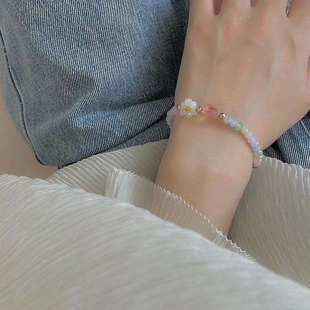 

Цветочные бусины, корейские модные украшения, высококачественные натуральные опаловые бусины, инкрустированные медью, цирконием и жемчугом, женский браслет