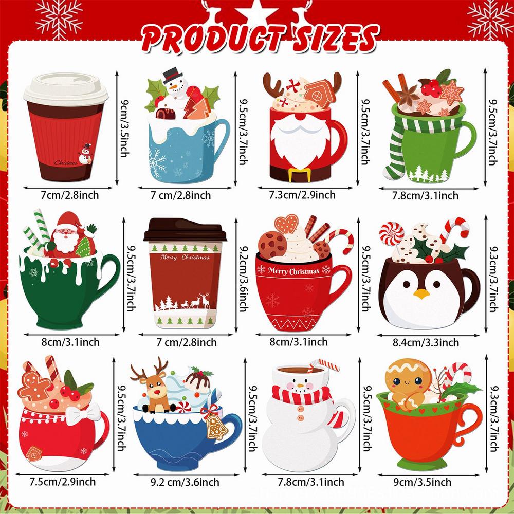 

12 piece Christmas Sticky Notes Teacup Notebook Christmas Offices Cup Sticky Notes for Preschool Classroom Reward Party L червоний