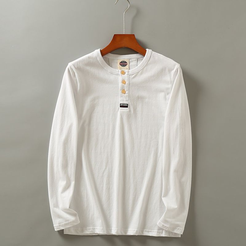 Export to Japan Foreign Trade Tail Order Retro Long-Sleeved T-shirt White XL