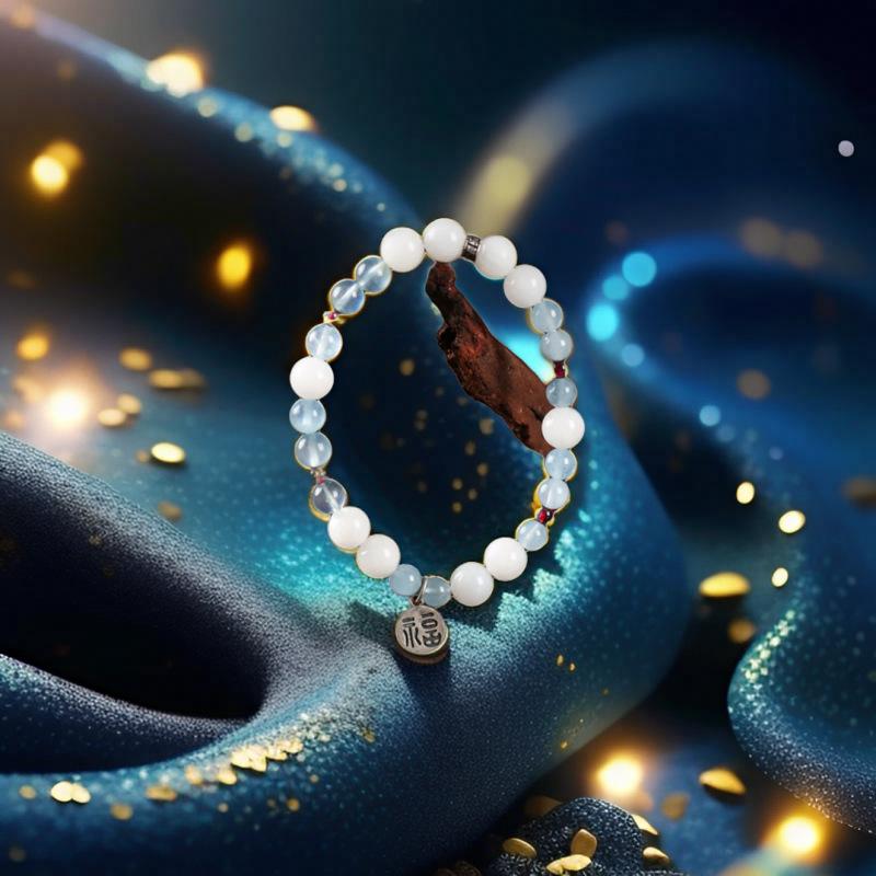 Aquamarine Natural Bracelet Crystal Bead Gift Moonstone Aquamarine Moonlight Brac