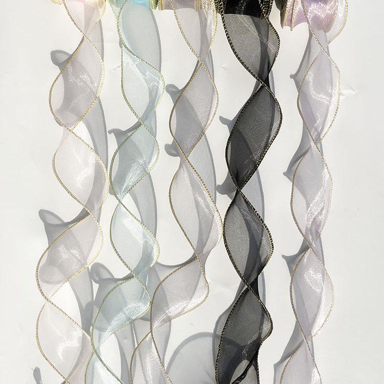 Iridescent Pearl Wave Silk Ribbon: Fishtail Yarn for Floral Arrangements & Decorations