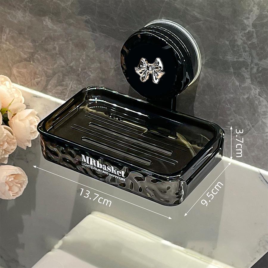 

1 Мыльница на присоске, без перфорации, настенная полка для ванной комнаты, двухслойная дренажная мыльница