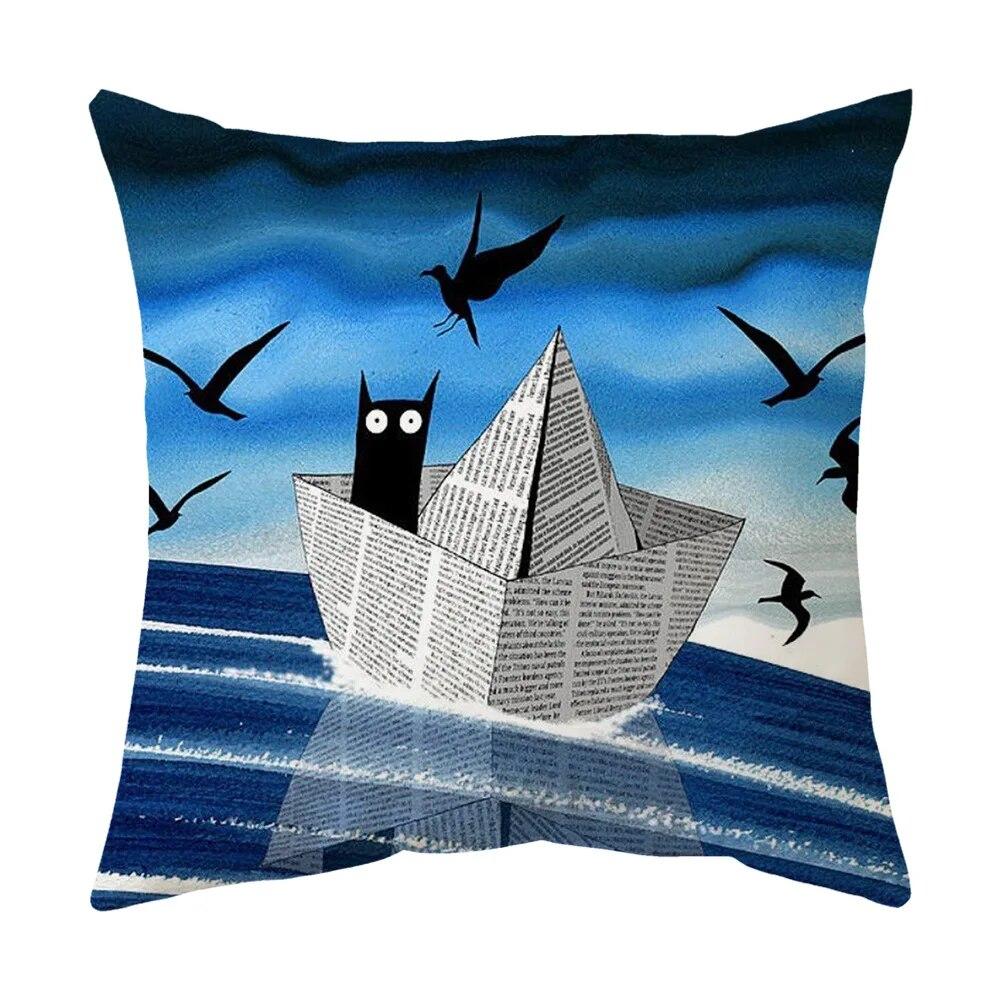 Sofa Chair Bed Living Room Decorative Pillowcase Fashion Cartoon Cute Cat Pillowcase