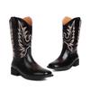 Skinny thick heel medium heel Martin boots  autumn new British style embroidered retro western cowboy boots short boots