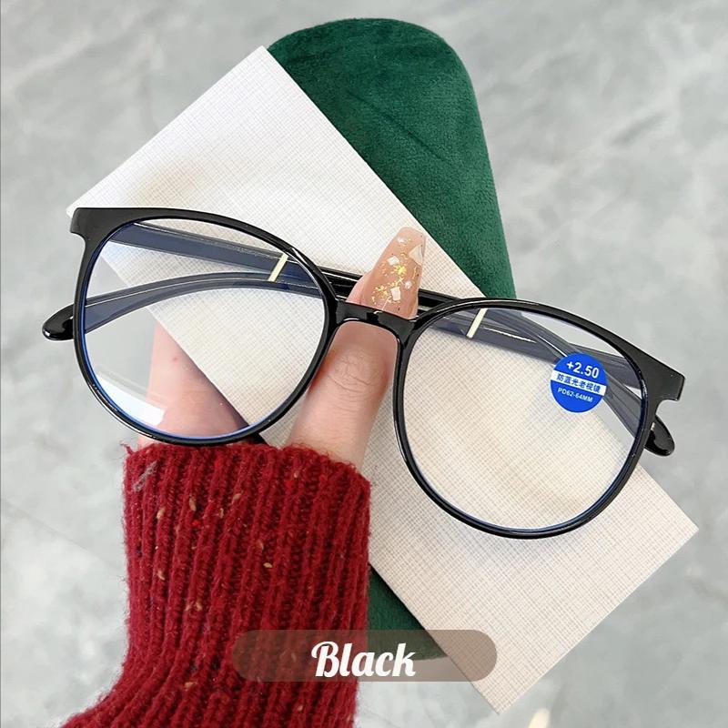 Round Reading Glasses Women Fashion Anti Blue Light Farsighted Eyeglasses Anti-fatigue Hyperopia Eyewear +1.0 ~ +4.0