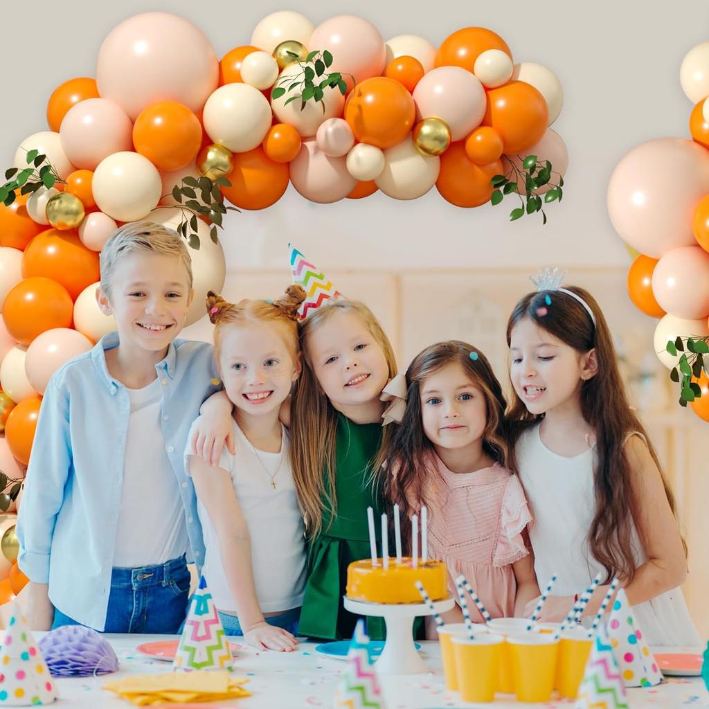 122PCS Orange and Yellow and Latex Balloon Set Suitable for Birthday Parties, Weddings, Valentine's Day Party Decoration