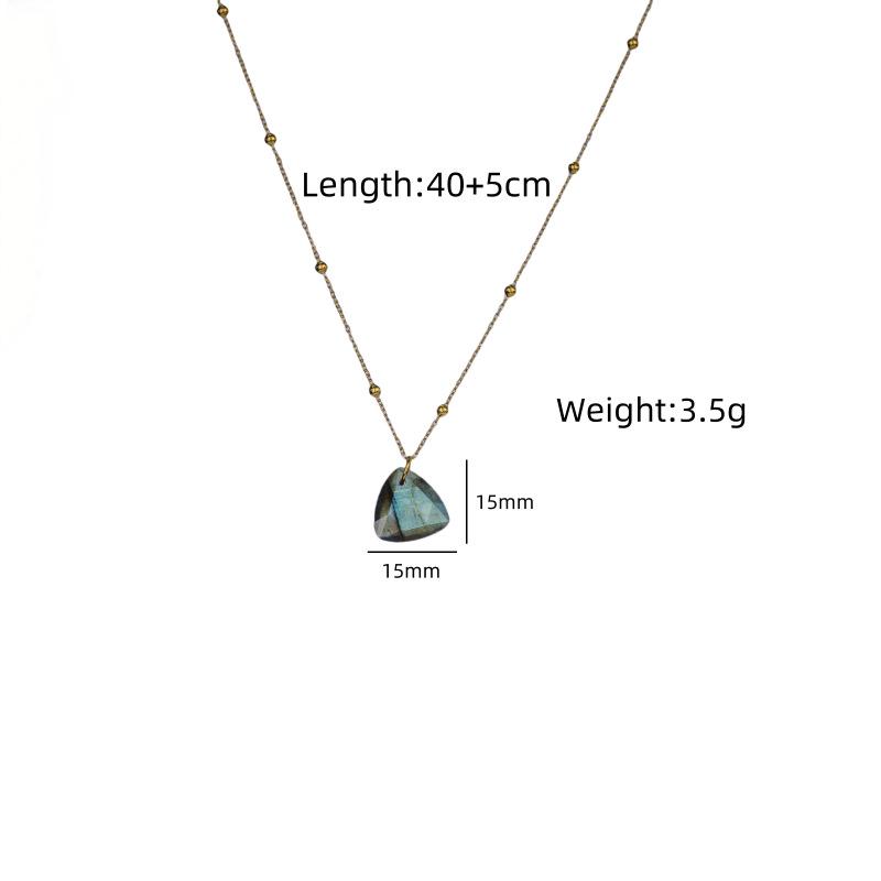 Elegant Blue Braided Rope Labradorite Necklace with Stainless Steel and Natural Stone Pendant