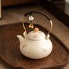 Beige Orchid Ceramic Handle Teapot Small Capacity Single-Person Brewing Teapot Ceramic Gongfu Tea Set