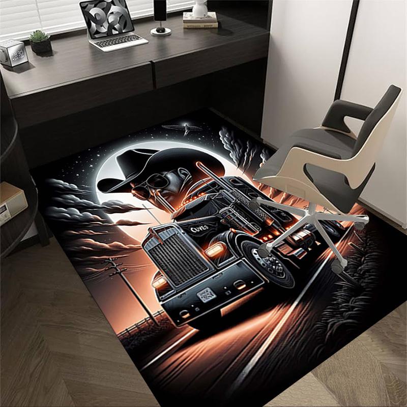 

1PC Truck Driver Night Non-Slip Floor Carpet Compatible for Office&Living Room&Bedroom&Dining room - Flat-Weave Machine-W233 60cm by 90cm